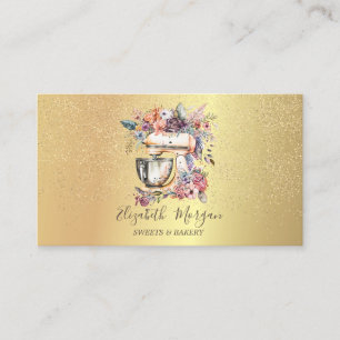 Carte De Visite Mélangeur floral de la boulangerie Confetti d'or