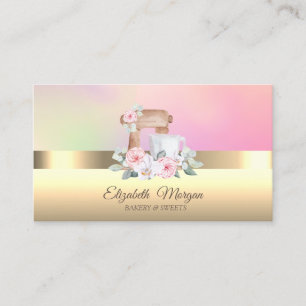 Carte De Visite Mélangeur professionnel élégant Fleurs Boulangerie