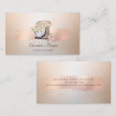 Carte De Visite Mélangeur Rose à fleurs rétro Brush or Boulangerie (Devant / Derrière)