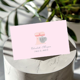 Carte De Visite Mélangeur rose cœur Élégant, Pâtisserie Sucrée
