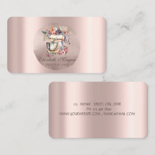 Carte De Visite Mélangeuse de boulangerie Fleurs Rose Gold Cercle