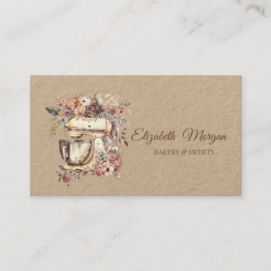 Carte De Visite Mélangeuse florale chic professionnelle (Devant)