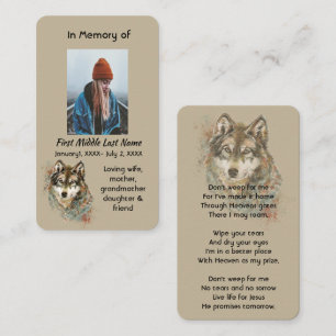 Carte De Visite Mémento chrétien loup aquarelle
