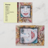 CARTE DE VISITE MÉMOIRE DE L'AUTOMNE / FEUILLES ET GOUTTES D'OR D' (Devant / Derrière)