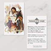 Carte De Visite Mémoire de prière de Saint-Joseph Jésus (Devant / Derrière)