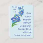 Carte De Visite Mémoire Garde-Oublier-Moi-Pas-Fleur (Dos)