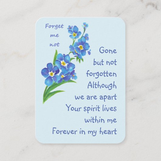 Carte De Visite Mémoire Garde-Oublier-Moi-Pas-Fleur (Dos)