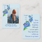 Carte De Visite Mémoire Garde-Oublier-Moi-Pas-Fleur (Devant / Derrière)