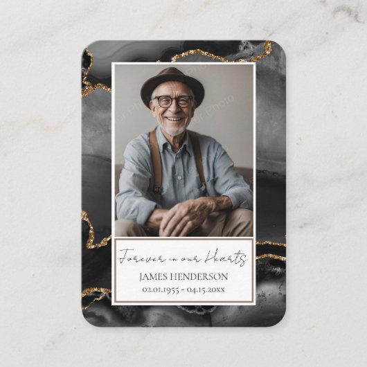 Carte De Visite Mémorial Black Gold Pierre Photo Funérailles Garde (Devant)