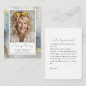 Carte De Visite Mémorial bleu et or Photo funéraire Keepsaké Busi (Devant / Derrière)