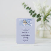 Carte De Visite Memorial Chickadee Bird Winter Snow Tree (Debout devant)
