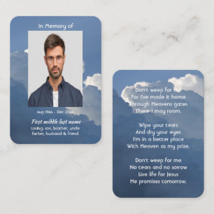 Carte De Visite Mémorial chrétien Cadeau Nuages Ciel Céleste
