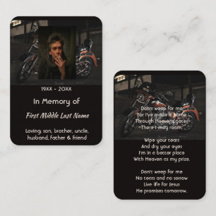 Carte De Visite Mémorial chrétien pour motard