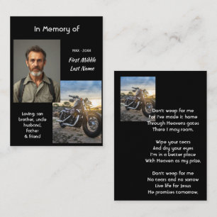 Carte De Visite Mémorial chrétien souvenir moto chopper