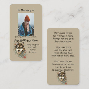 Carte De Visite Mémorial Christian Aquarelle Loup animal