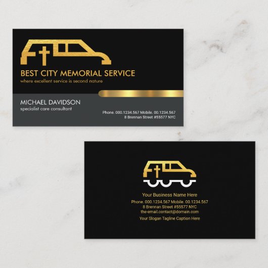 Carte De Visite Mémorial de l'onglet or gris gris (Devant / Derrière)