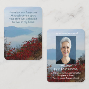 Carte De Visite Mémorial de prière photo Mist Fog Lake Fall