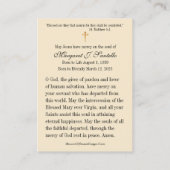 Carte De Visite Mémorial funéraire catholique du Coeur immaculé de (Dos)