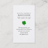 Carte De Visite Memorial Funeral Irish Blessing Prayer Card (Dos)