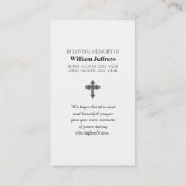 Carte De Visite Memorial Funeral Serenity Prayer Card (Dos)