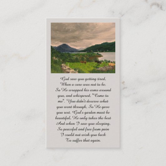 Carte De Visite Memorial Green Orange Blue Sympathy Card (Devant)