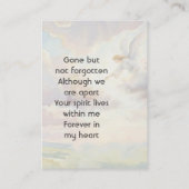 Carte De Visite Memorial Keepsake Angel Reaching  (Dos)
