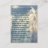Carte De Visite Memorial Keepsaké Angel Sky Nuages (Dos)
