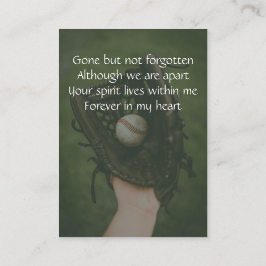 Carte De Visite Memorial Keepsake Baseball Game Player (Dos)