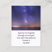 Carte De Visite Memorial Keepsaké belle étoile nuit (Dos)