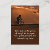 Carte De Visite  Memorial Keepsake Biking Cycling Bike  (Dos)