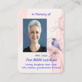 Carte De Visite Memorial Keepsake  Bluebird Garden  (Devant)