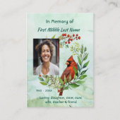 Carte De Visite Memorial Keepsake Cardinal Bird (Devant)