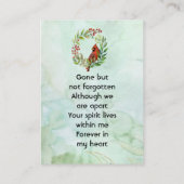 Carte De Visite Memorial Keepsake Cardinal Bird (Dos)