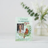 Carte De Visite Memorial Keepsake Cardinal Bird (Debout devant)