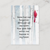 Carte De Visite Memorial Keepsake Cardinal Bird (Dos)