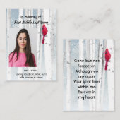 Carte De Visite Memorial Keepsake Cardinal Bird (Devant / Derrière)