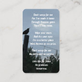 Carte De Visite Memorial Keepsaké Christian California Quail Bird (Dos)