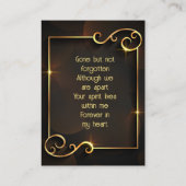 Carte De Visite Memorial Keepsaké classique moderne Black Gold (Dos)