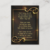 Carte De Visite Memorial Keepsaké classique moderne Black Gold (Dos)