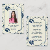 Carte De Visite Memorial Keepsaké Classique Moderne Foliage (Devant / Derrière)