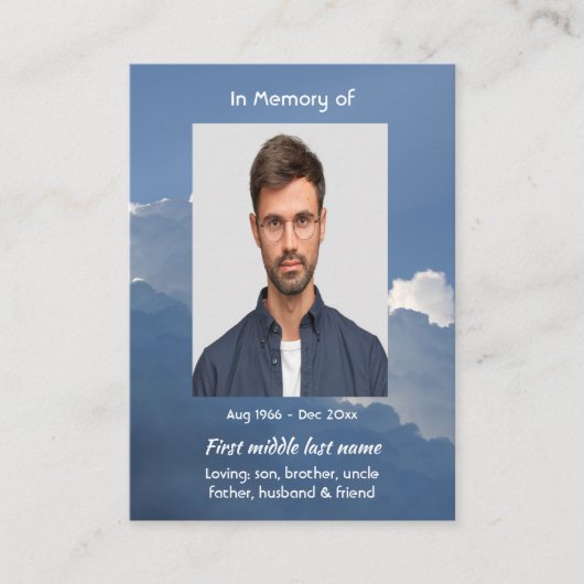 Carte De Visite Memorial Keepsake Clouds Sky Heavenly (Devant)