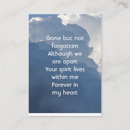 Carte De Visite Memorial Keepsake Clouds Sky Heavenly (Dos)