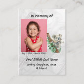 Carte De Visite Memorial Keepsake Cute Koala Children (Devant)