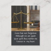 Carte De Visite Memorial Keepsaké Droit des avocats (Dos)
