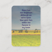 Carte De Visite Memorial Keepsake Farm Crop Prairie (Dos)