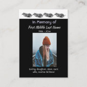 Carte De Visite Memorial Keepsake Feather Tribal Boho (Devant)