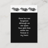 Carte De Visite Memorial Keepsake Feather Tribal Boho (Dos)