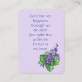 Carte De Visite Memorial Keepsaké Fleur de violet sauvage (Dos)