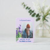 Carte De Visite Memorial Keepsaké Fleur de violet sauvage (Debout devant)