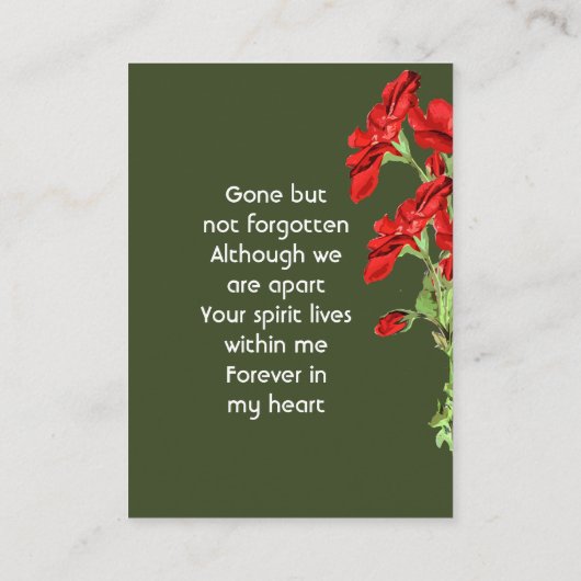 Carte De Visite Memorial Keepsake Geranium Flower (Dos)